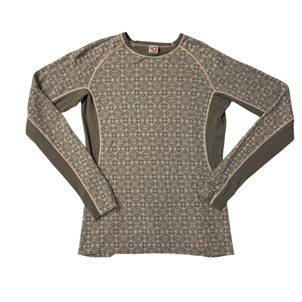 Kari Traa Rose Base Layer Top Womens Large Merino Wool Nordic Taupe 611364 - Picture 2 of 8